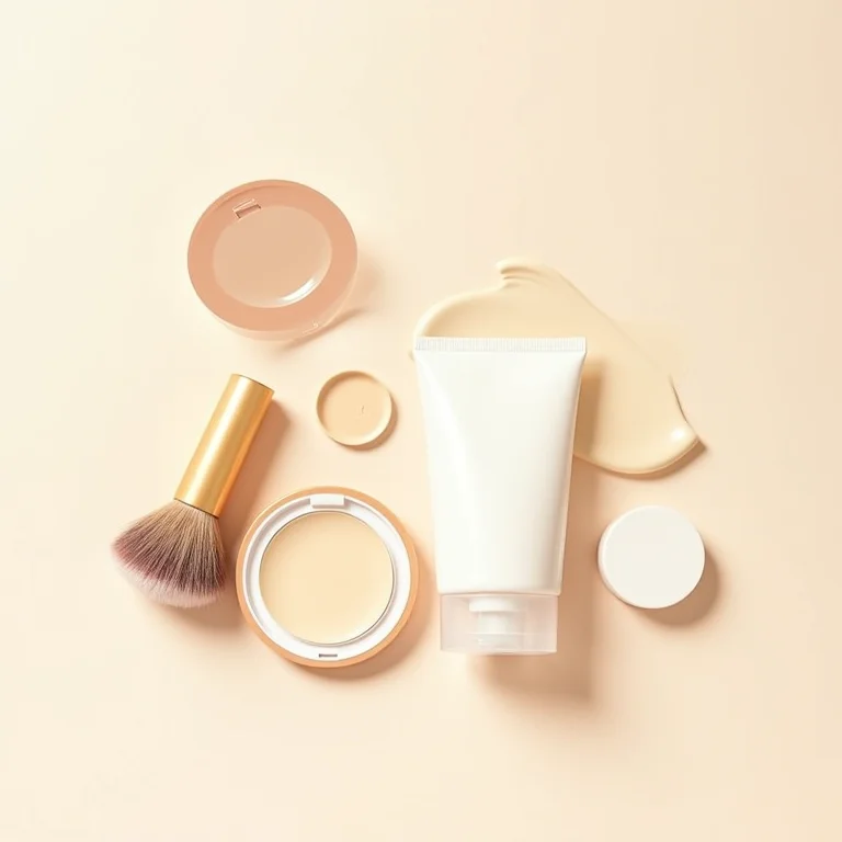 Embalagens de protetor solar em pó e pincel