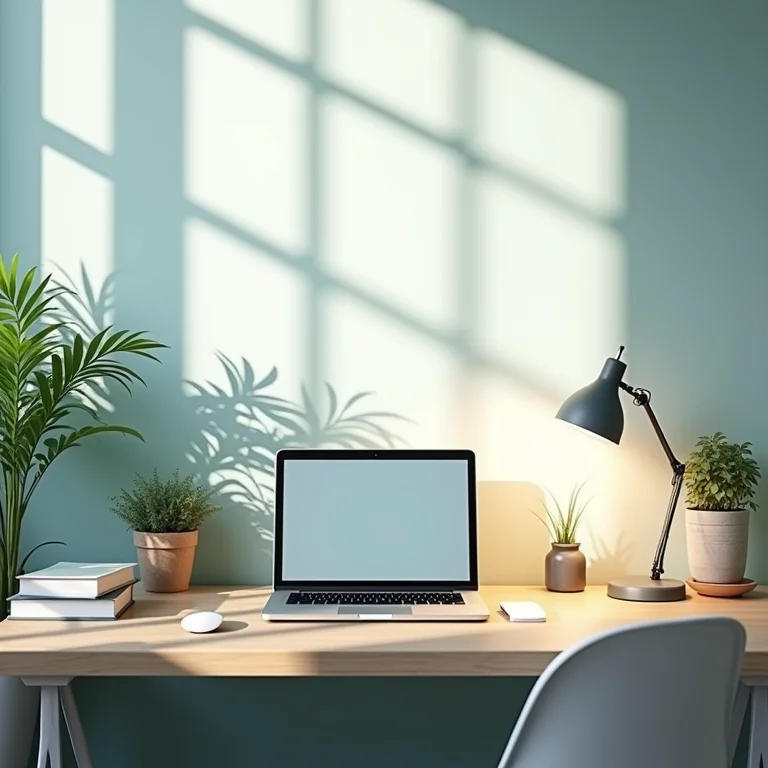 Escritório em casa com iluminação fria para produtividade