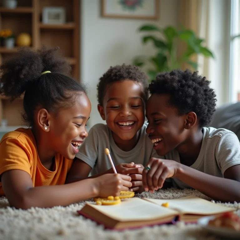 Família diversificada brincando junta, inspirada em Bluey