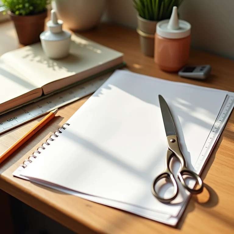 Ferramentas básicas para scrapbook: tesoura, cola e régua