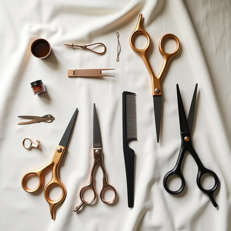 Ferramentas de corte de cabelo em composição minimalista