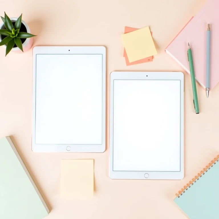 Ferramentas de gestão de projetos Trello e Asana em um flat lay minimalista.