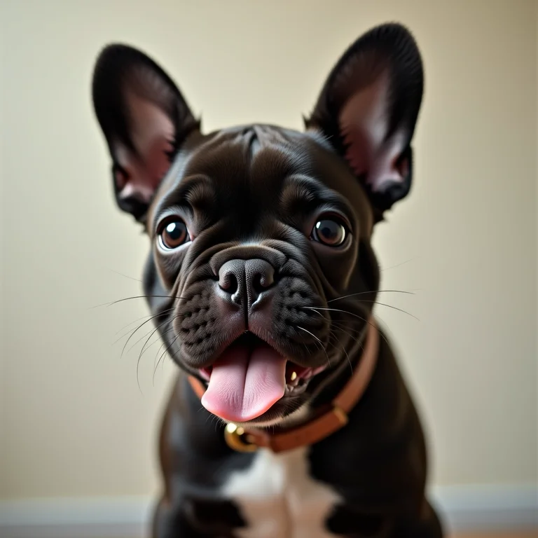 Filhote de Bulldog Francês elegante com coleira estilosa
