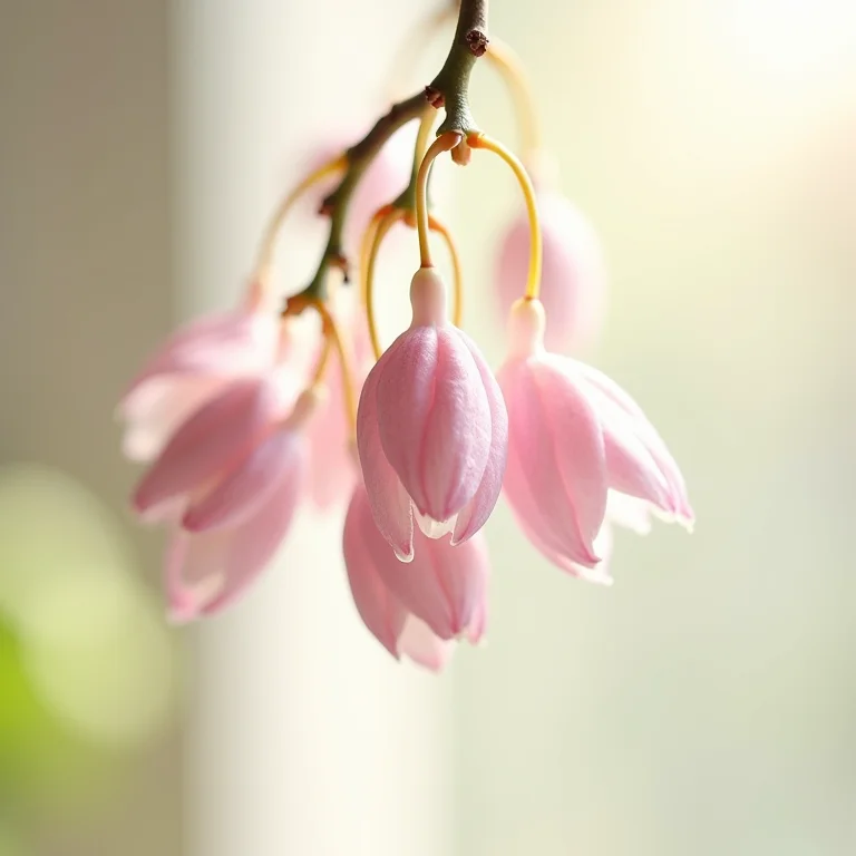 Flor de cera pendente com flores rosas.
