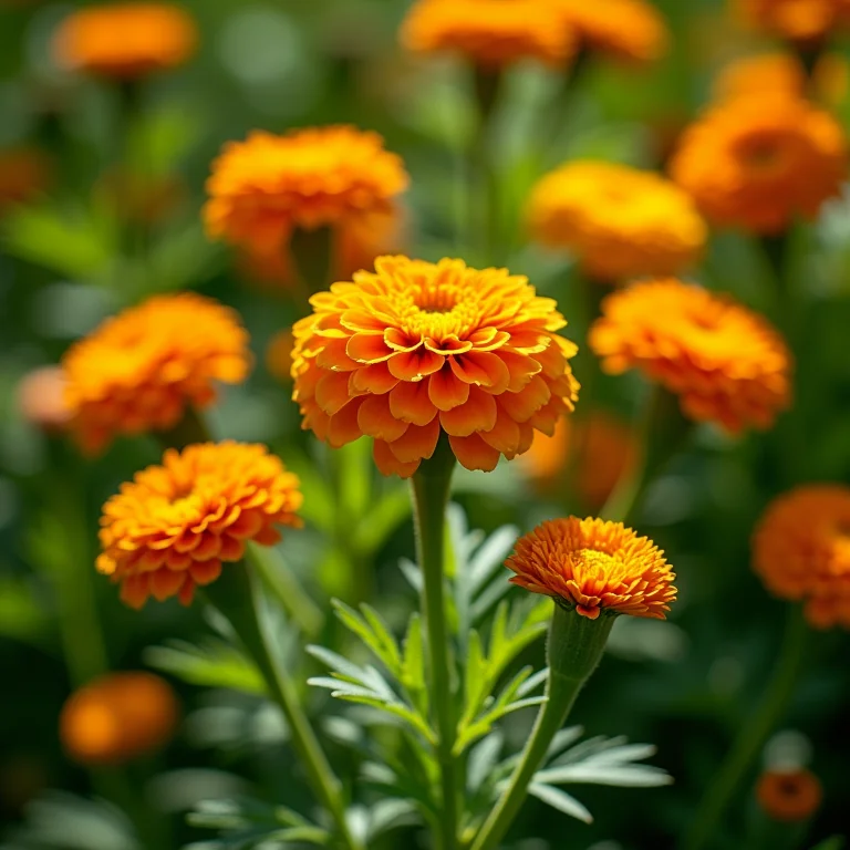 Flores vibrantes que atraem joaninhas.