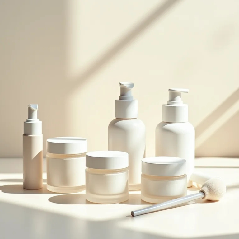 Frascos de primer em composição minimalista.