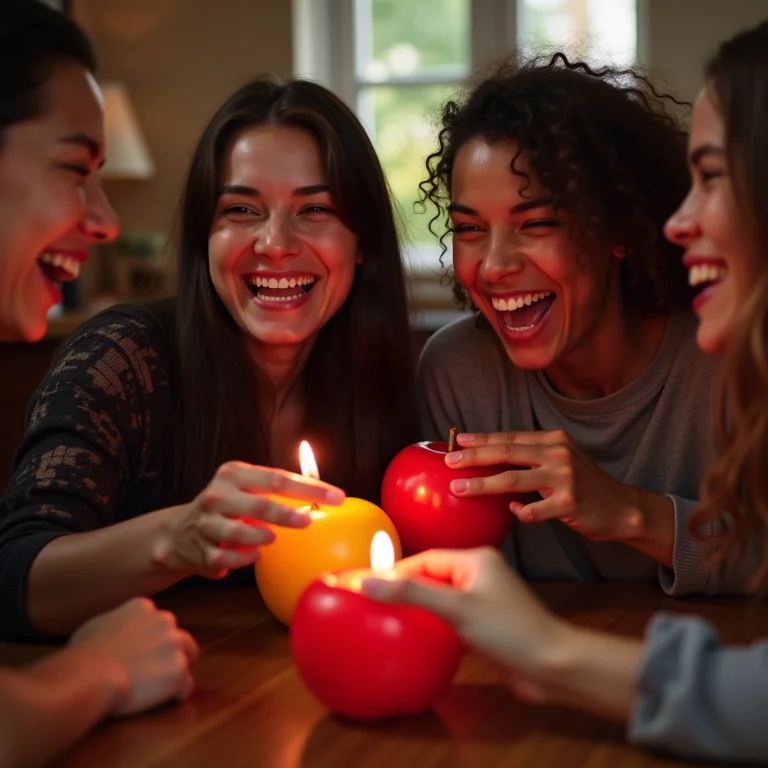 Grupo de amigos jogando jogo temático de Halloween