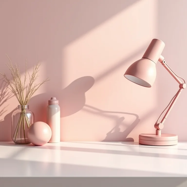 Home office feminino com detalhes em rosa