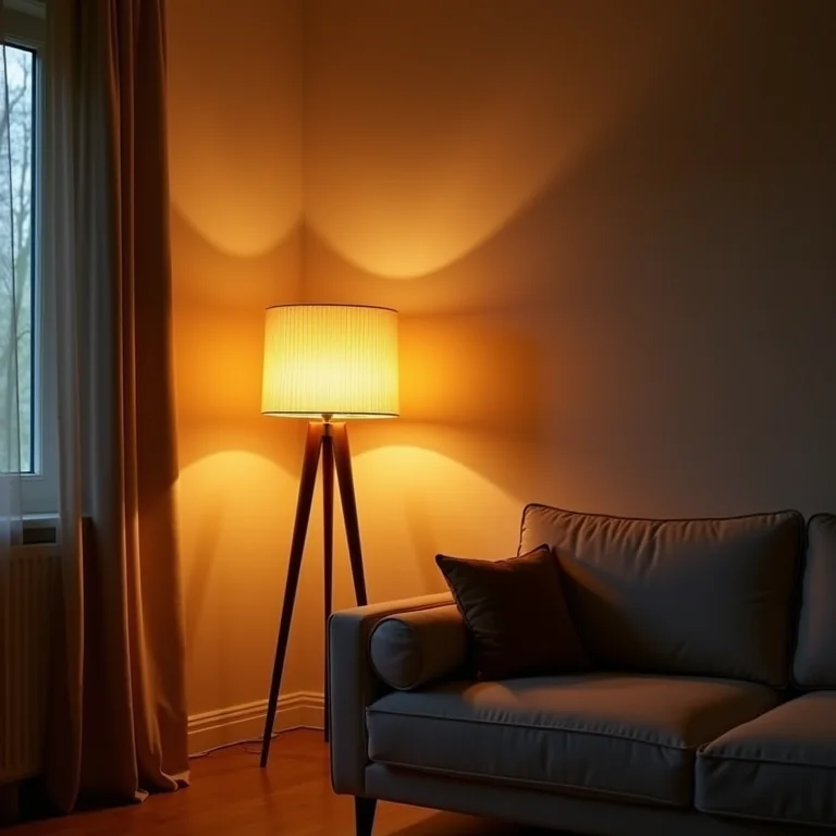 Iluminação aconchegante em sala de estar moderna