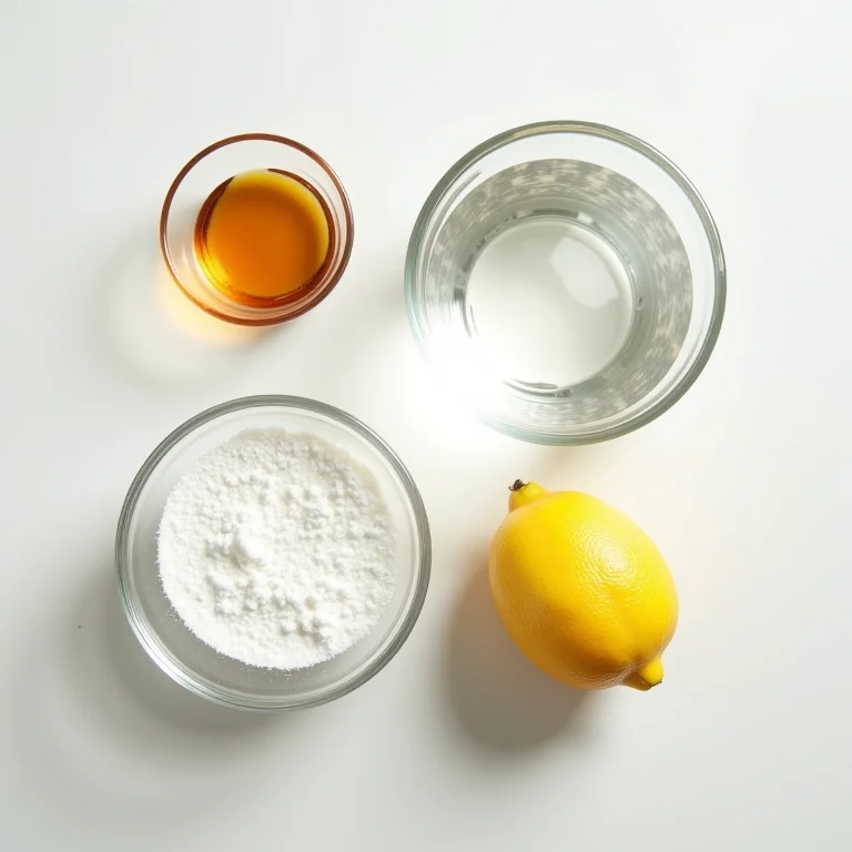 Ingredientes para receita caseira contra moscas de banheiro: bicarbonato, vinagre e limão.