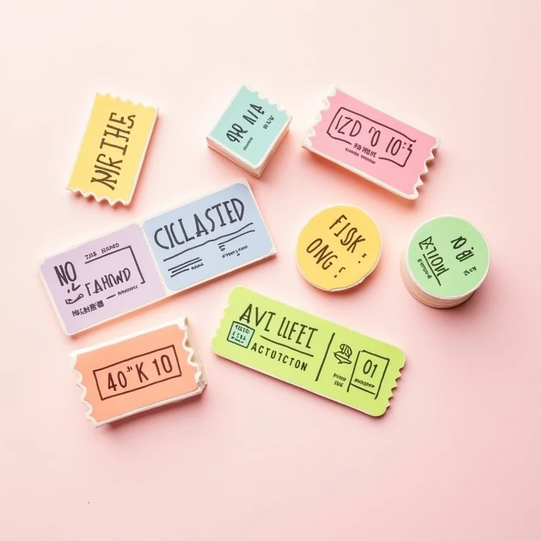 Ingressos de parque de diversões organizados em flat lay.