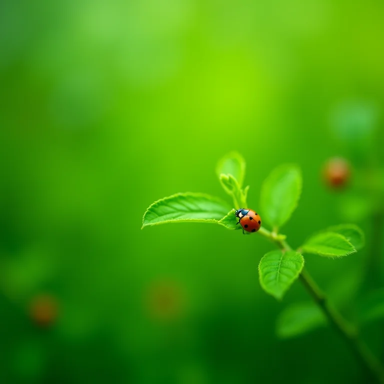 Jardim sem pesticidas com joaninhas.