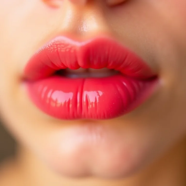 Lábios irritados após uso de cosmético