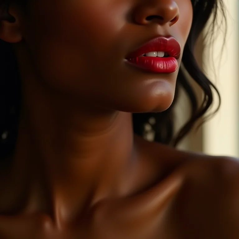 Lábios rachados aplicando batom matte