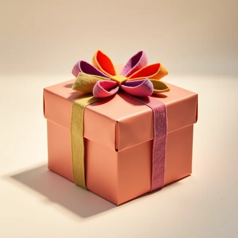 Laço de feltro divertido e criativo em embalagem de presente