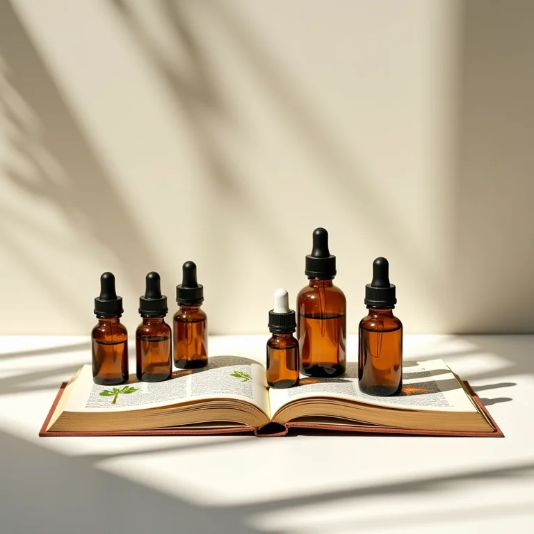 Livros e óleos essenciais para pesquisa e informação