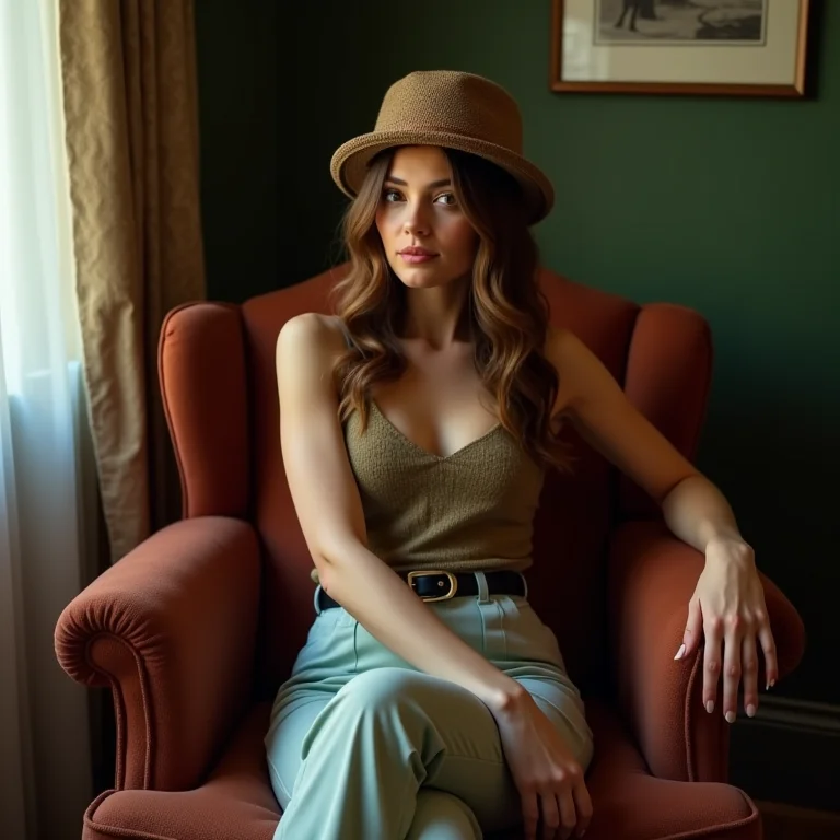 Look boho chic com calça flare e chapéu cloche