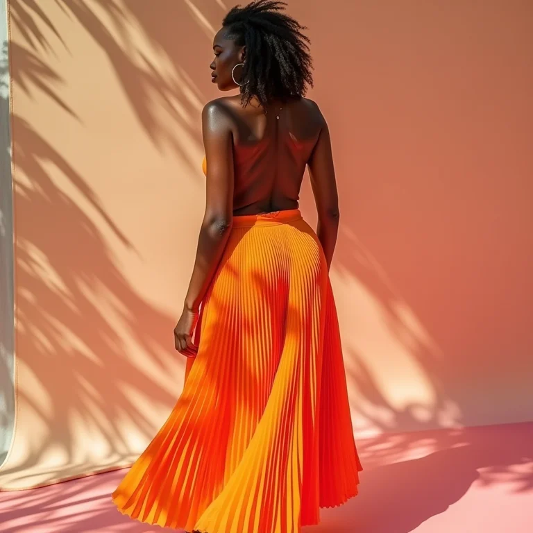 Look divertido com saia midi plissada em cores vibrantes