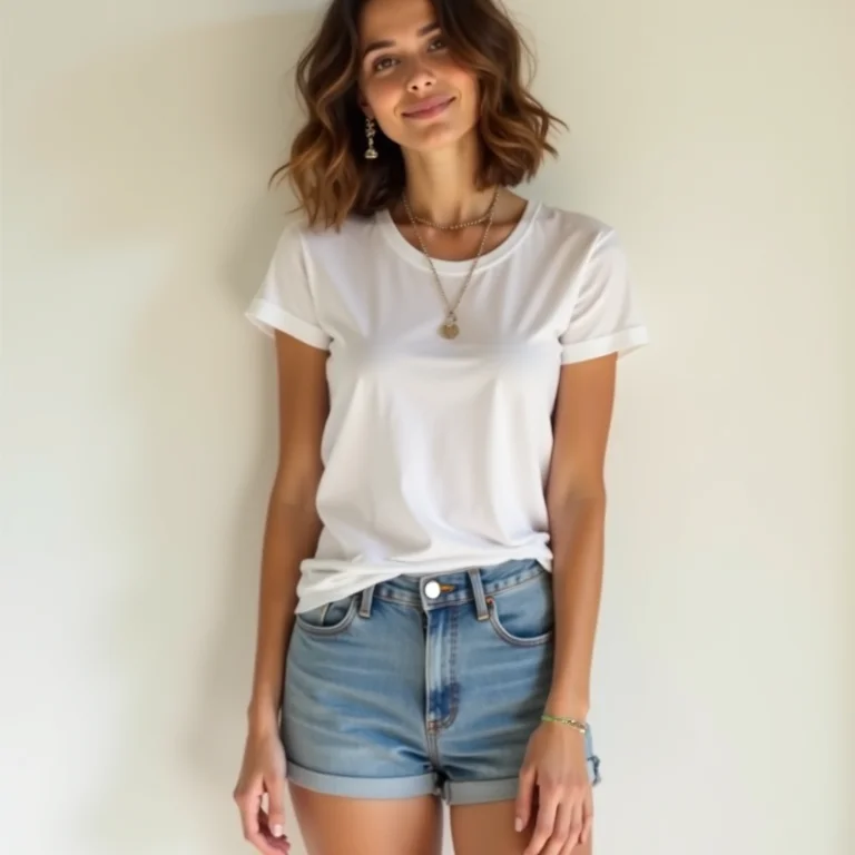 Look equilibrado com micro shorts e camiseta básica