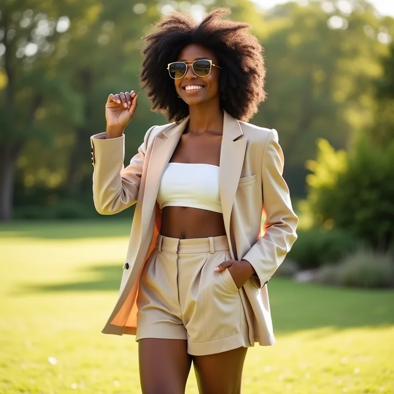 Look estiloso com blazer e shorts