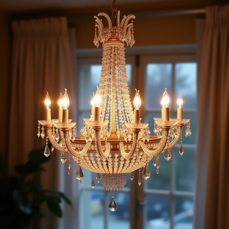 Lustre de cristal com detalhes glamourosos