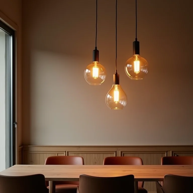 Lustres pendentes em sala de jantar