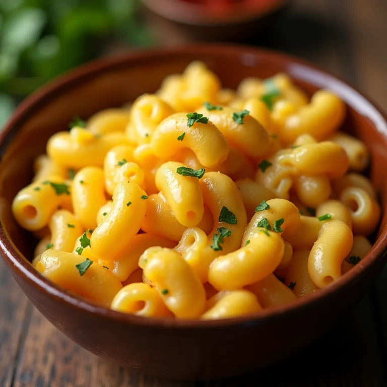 Macarrão com queijo cremoso em um bowl.