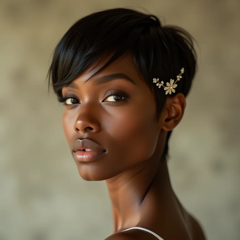 Madrinha com cabelo curto e penteado charmoso