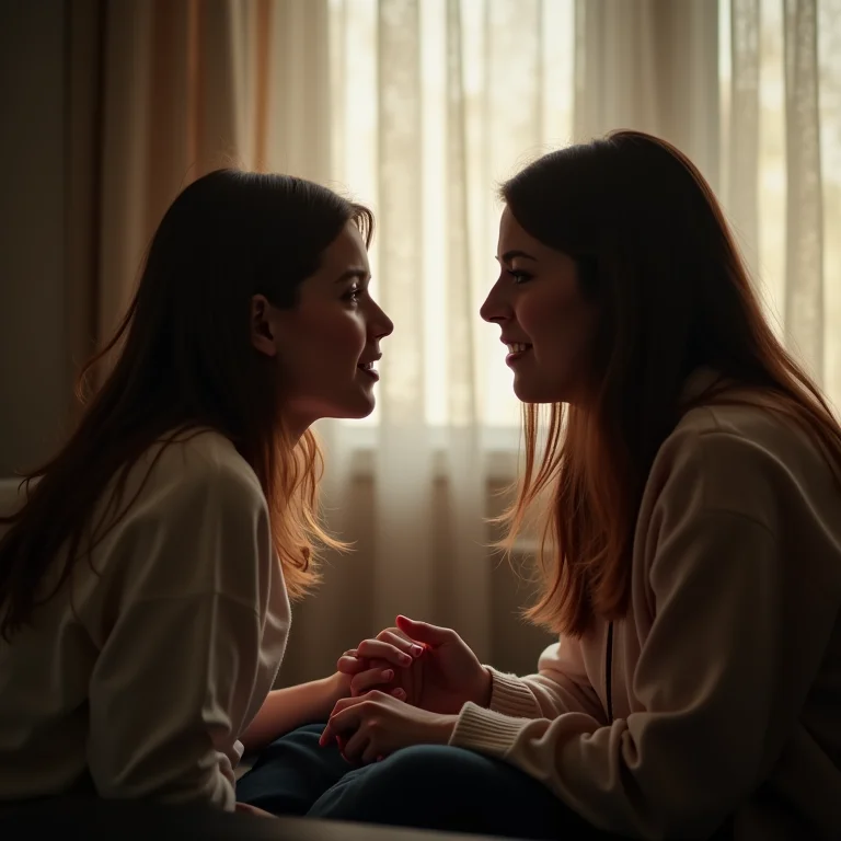 Mãe e filha adolescente conversando