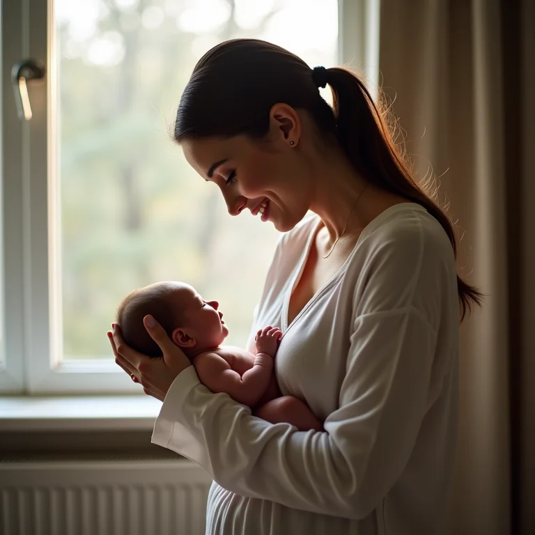 Mãe segurando bebê prematuro com amor