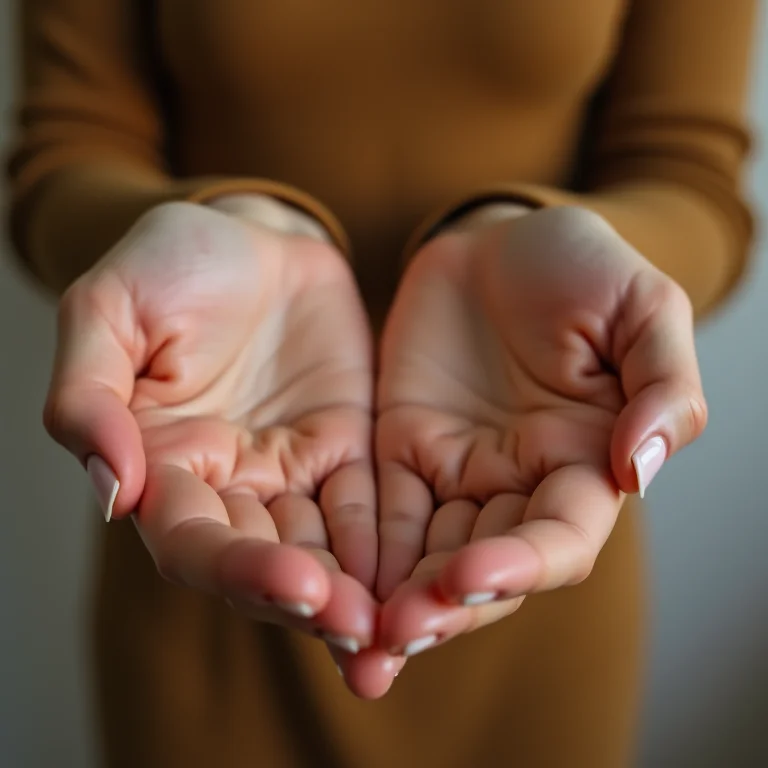 Mãos femininas examinando a pele para identificar diferentes tipos de manchas