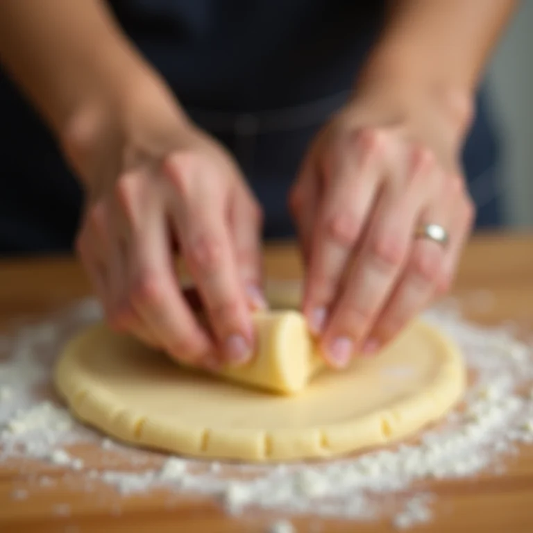 Mãos sovando massa de biscuit em superfície de madeira