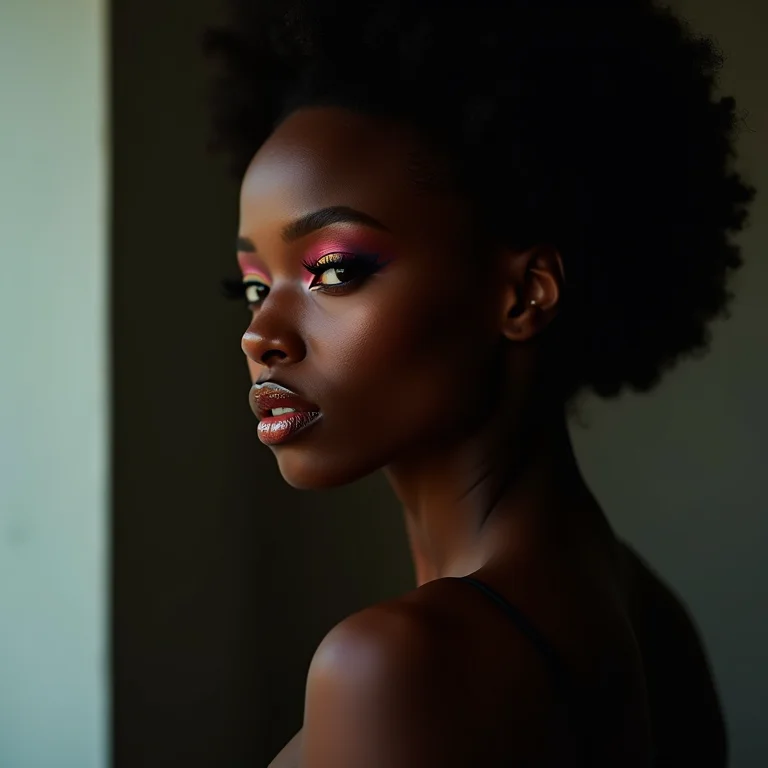 Maquiagem colorida com tons vibrantes para peles negras