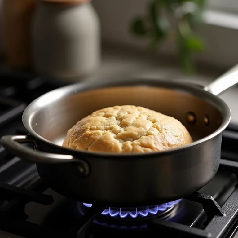 Massa de biscuit cozinhando em fogo baixo