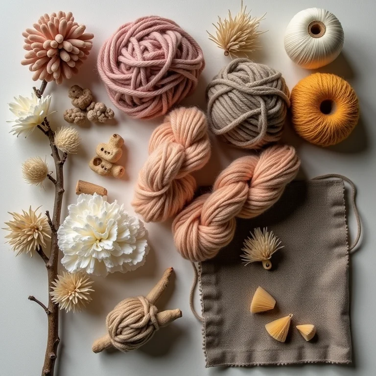 Materiais de artesanato dispostos de forma organizada