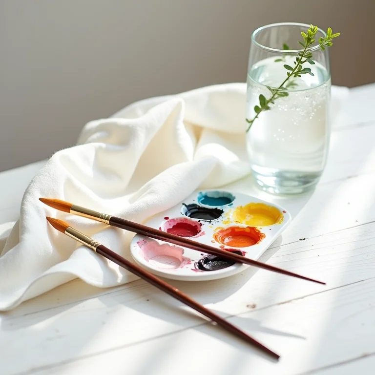 Materiais essenciais para aquarela em tecido.