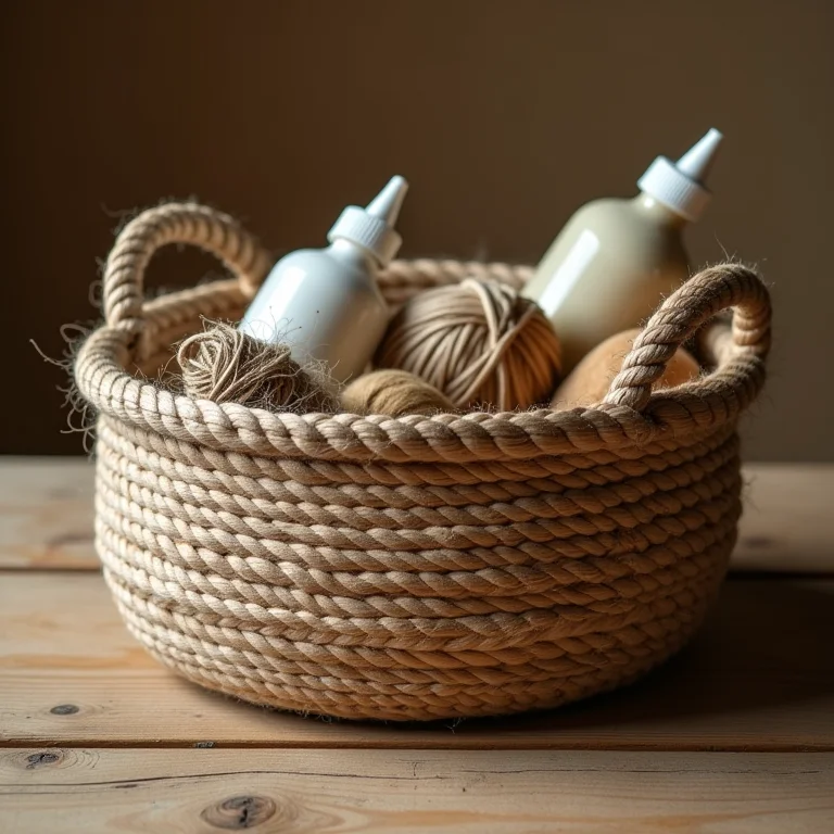 Materiais para fazer luminária de barbante reunidos.