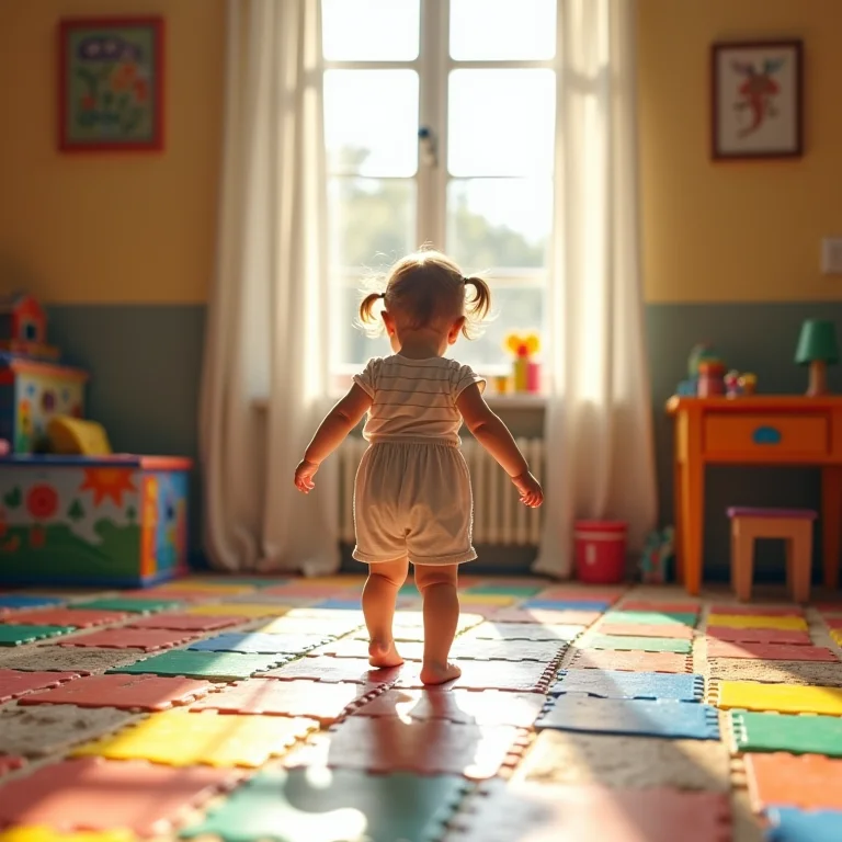 Menina de 4 anos brincando com blocos de montar magnéticos coloridos.