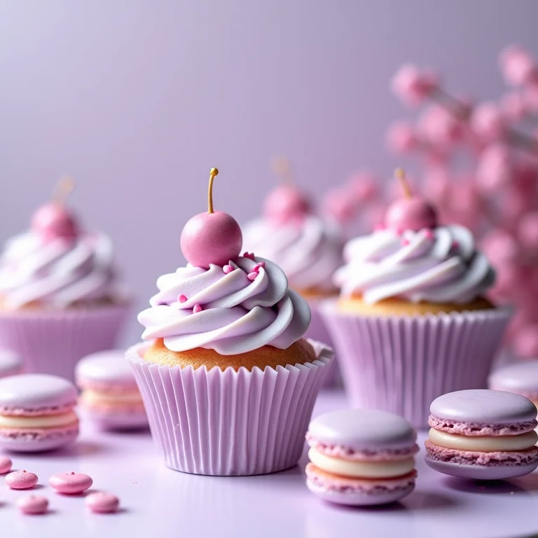 Mesa de doces lilás.