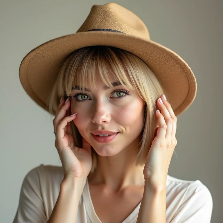 Mulher adaptando a franja ao seu estilo com acessórios