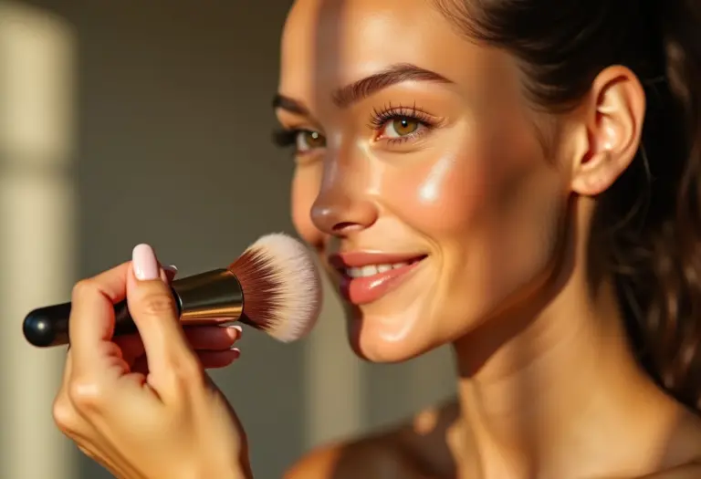 Mulher aplicando base facial para uma pele perfeita