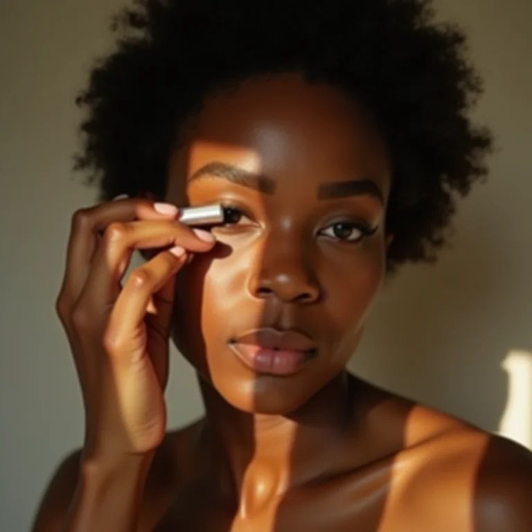 Mulher aplicando primer na pálpebra