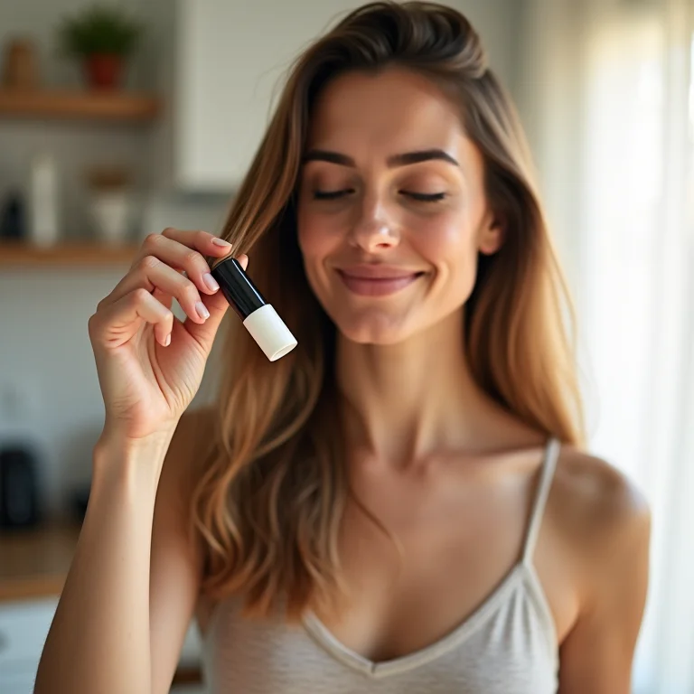 Mulher aplicando selagem capilar caseira