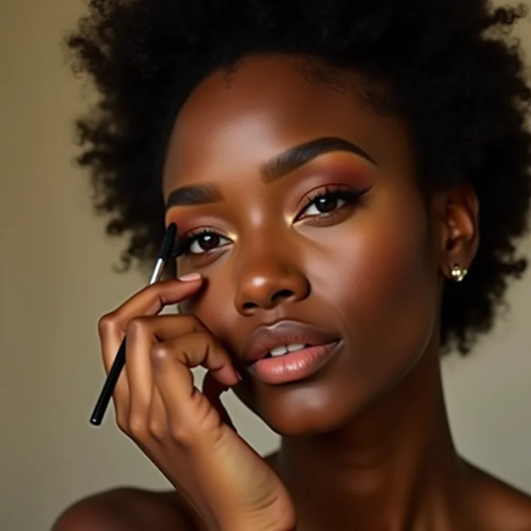 Mulher aplicando sombra nos olhos