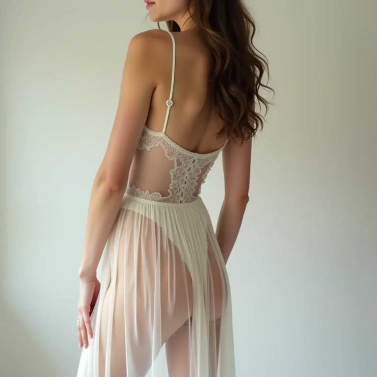 Mulher branca esguia com vestido transparente com texturas delicadas no Oscar 2025