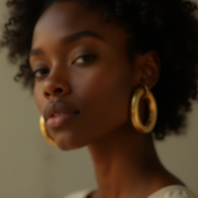 Mulher com brincos de argola dourados