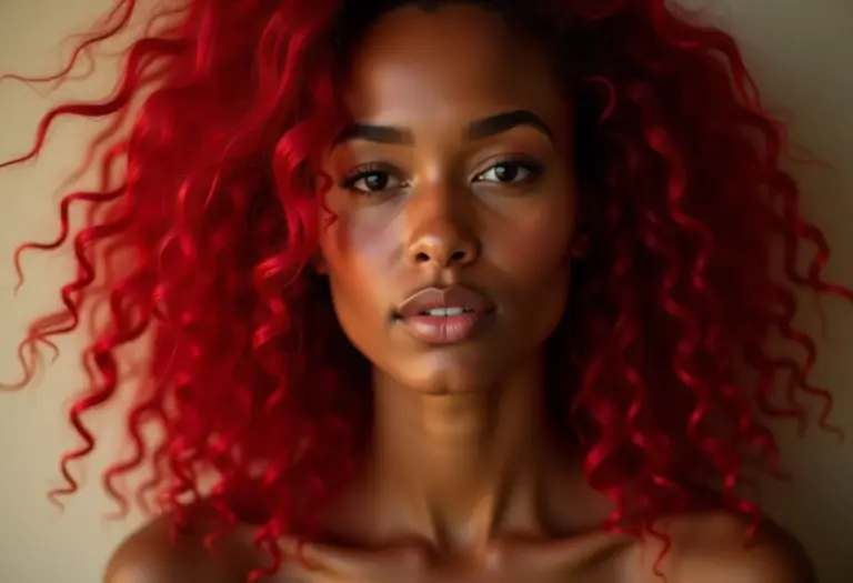 Mulher com cabelo cherry cola radiante