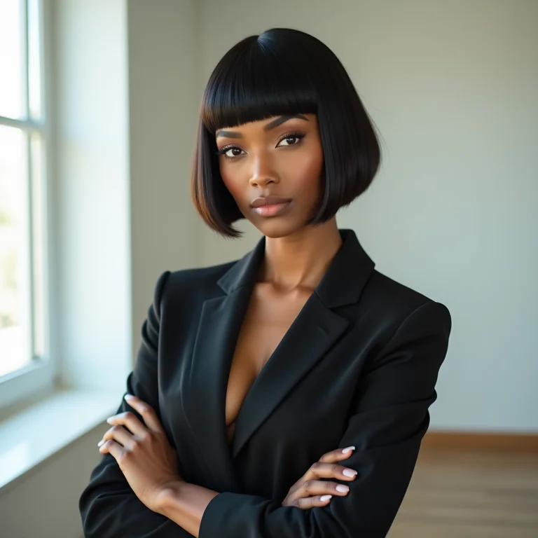 Mulher com corte blunt bob