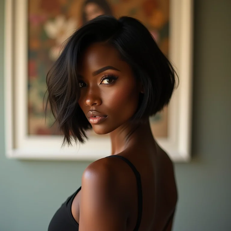 Mulher com corte bob assimétrico