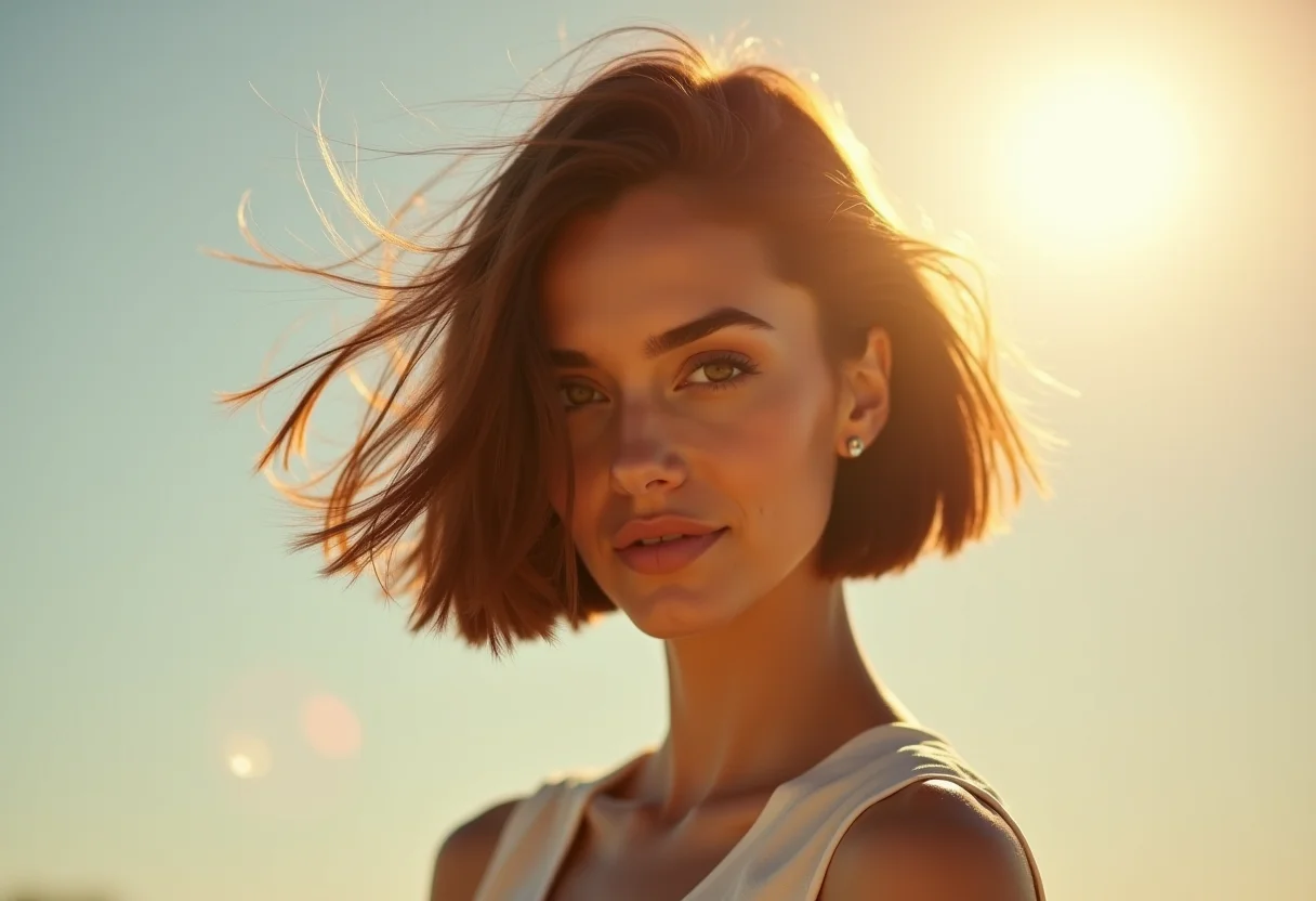 Mulher com corte de cabelo bob moderno e estiloso